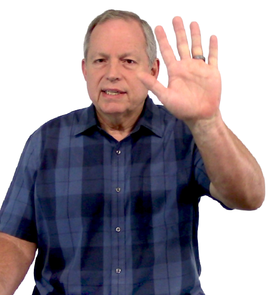 Greg Baer Holding up his hand in a stop gesture.