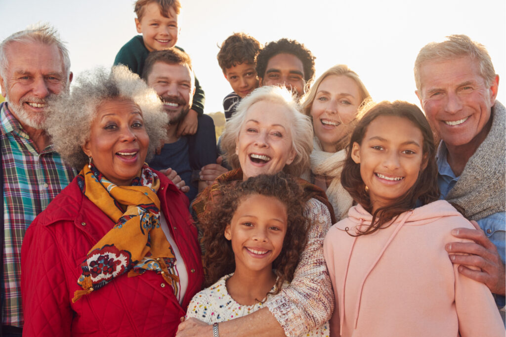 happy, loving, multi racial family